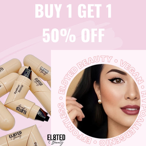 Eyeliner Stamp - BOGO 50% OFF promotional image showcasing a beauty brand offer and makeup products.